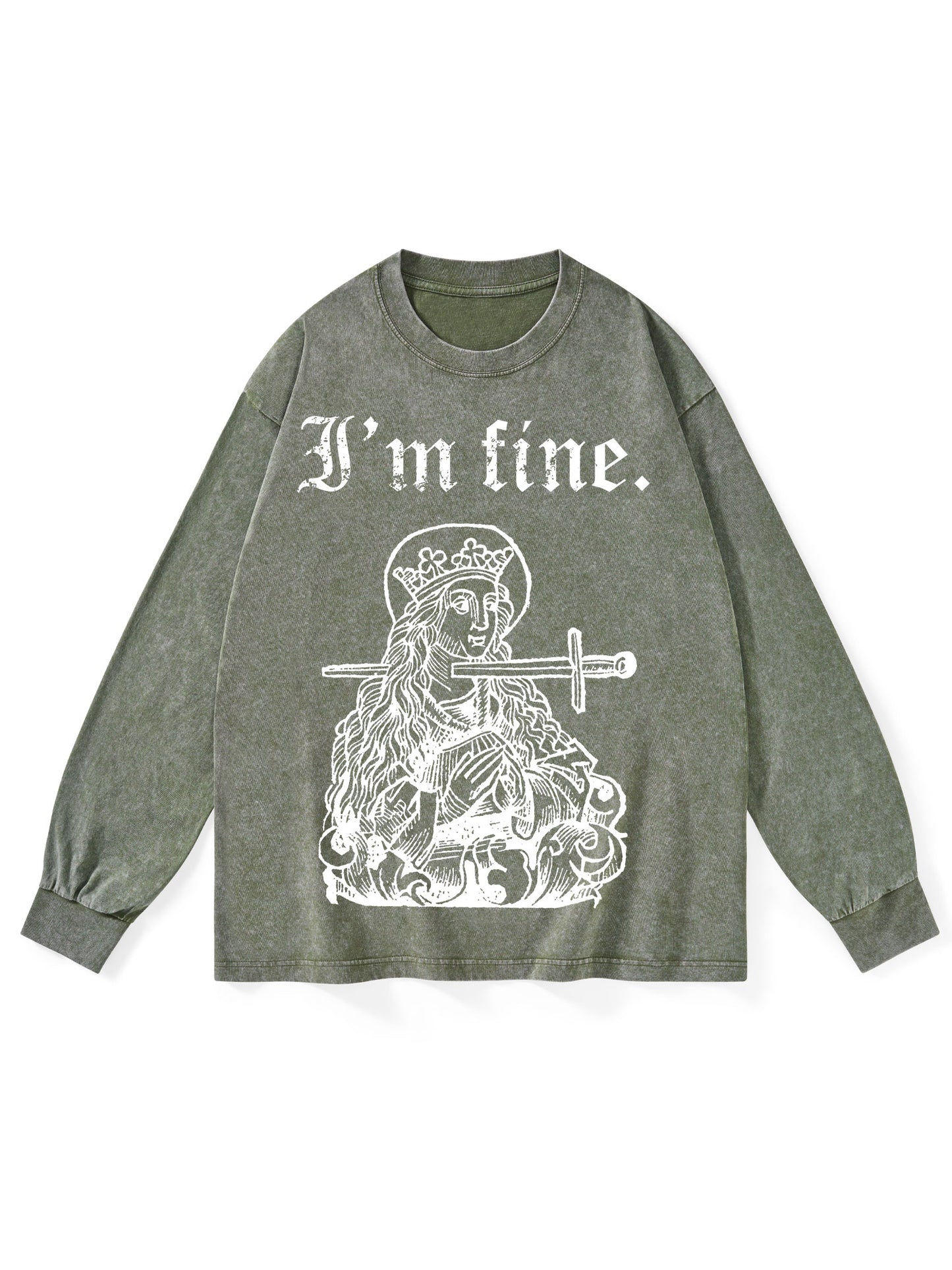 I'M FINE WASHED LONG-SLEEVE TSHIRT