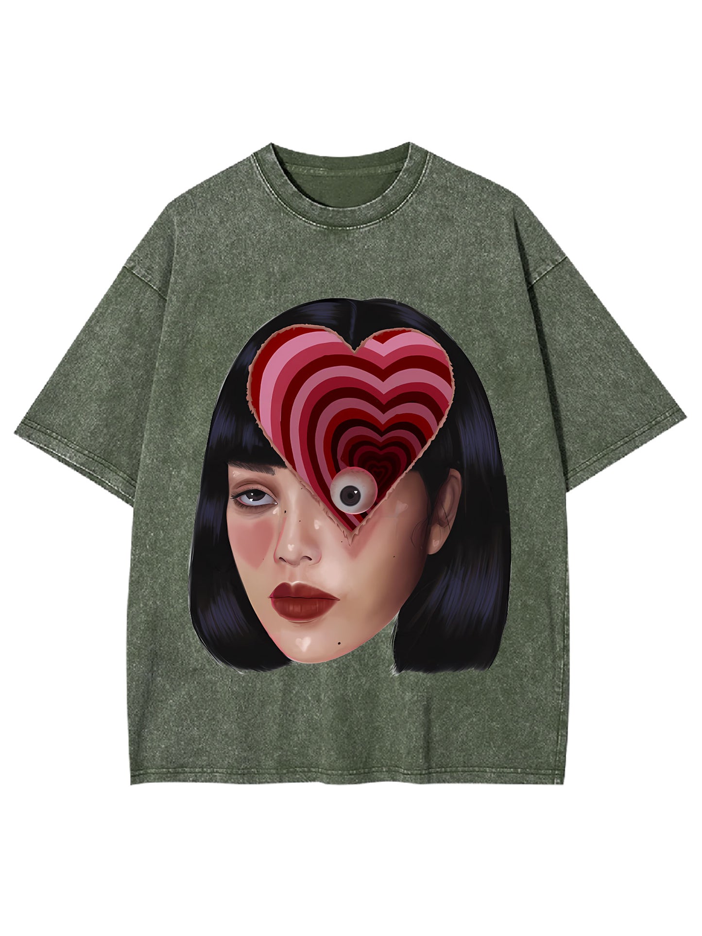 HEART-EYED PORTRAIT WASHED TSHIRT