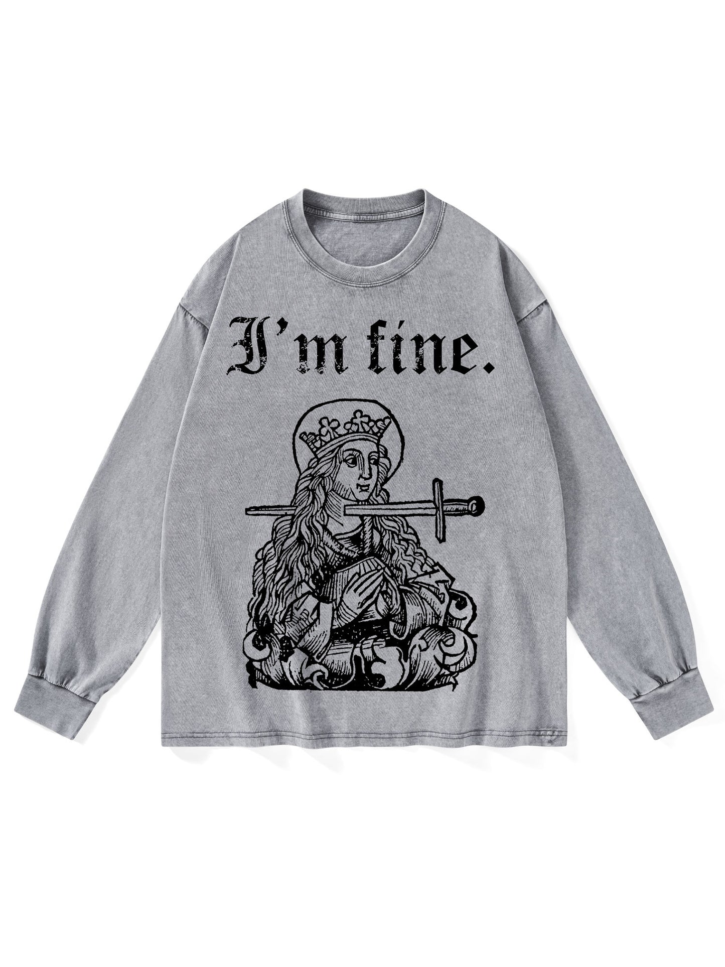 I'M FINE WASHED LONG-SLEEVE TSHIRT