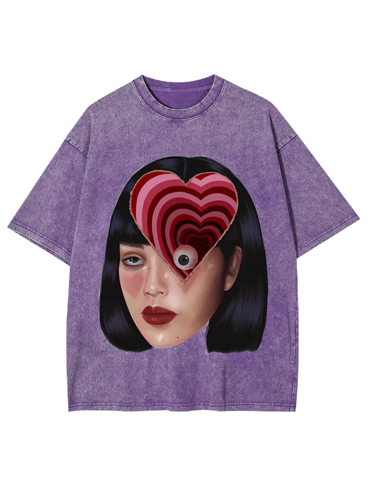 HEART-EYED PORTRAIT WASHED TSHIRT