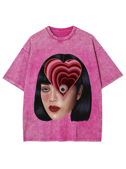 HEART-EYED PORTRAIT WASHED TSHIRT