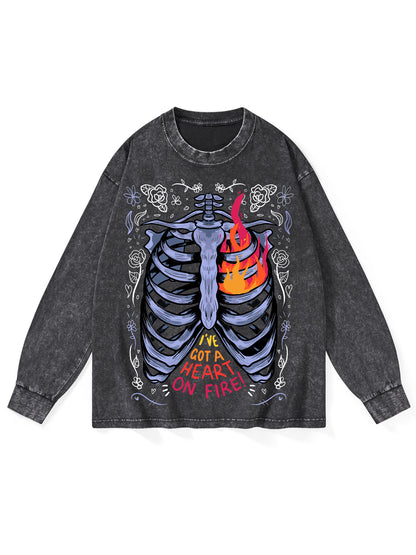 I'VE GOT A HEART ON FIRE WASHED LONG-SLEEVE TSHIRT