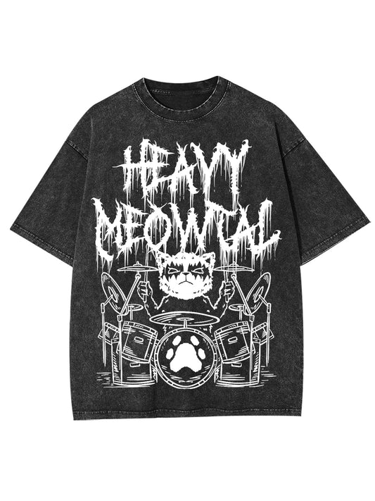 HEAVY MEOWTAL WASHED TSHIRT