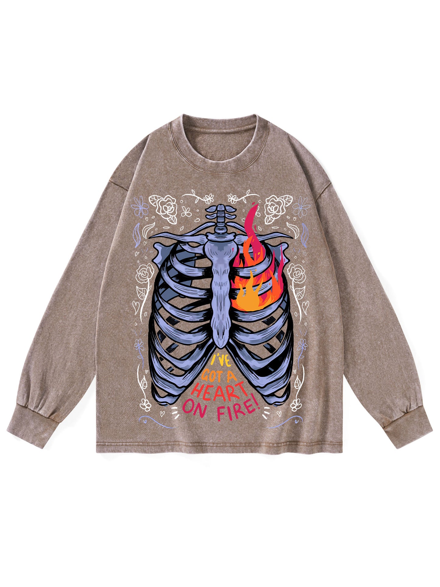 I'VE GOT A HEART ON FIRE WASHED LONG-SLEEVE TSHIRT