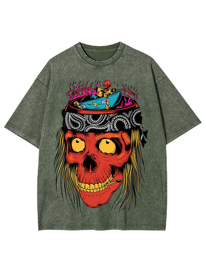 SKATEBOARDING SKULL FRENZY WASHED TSHIRT