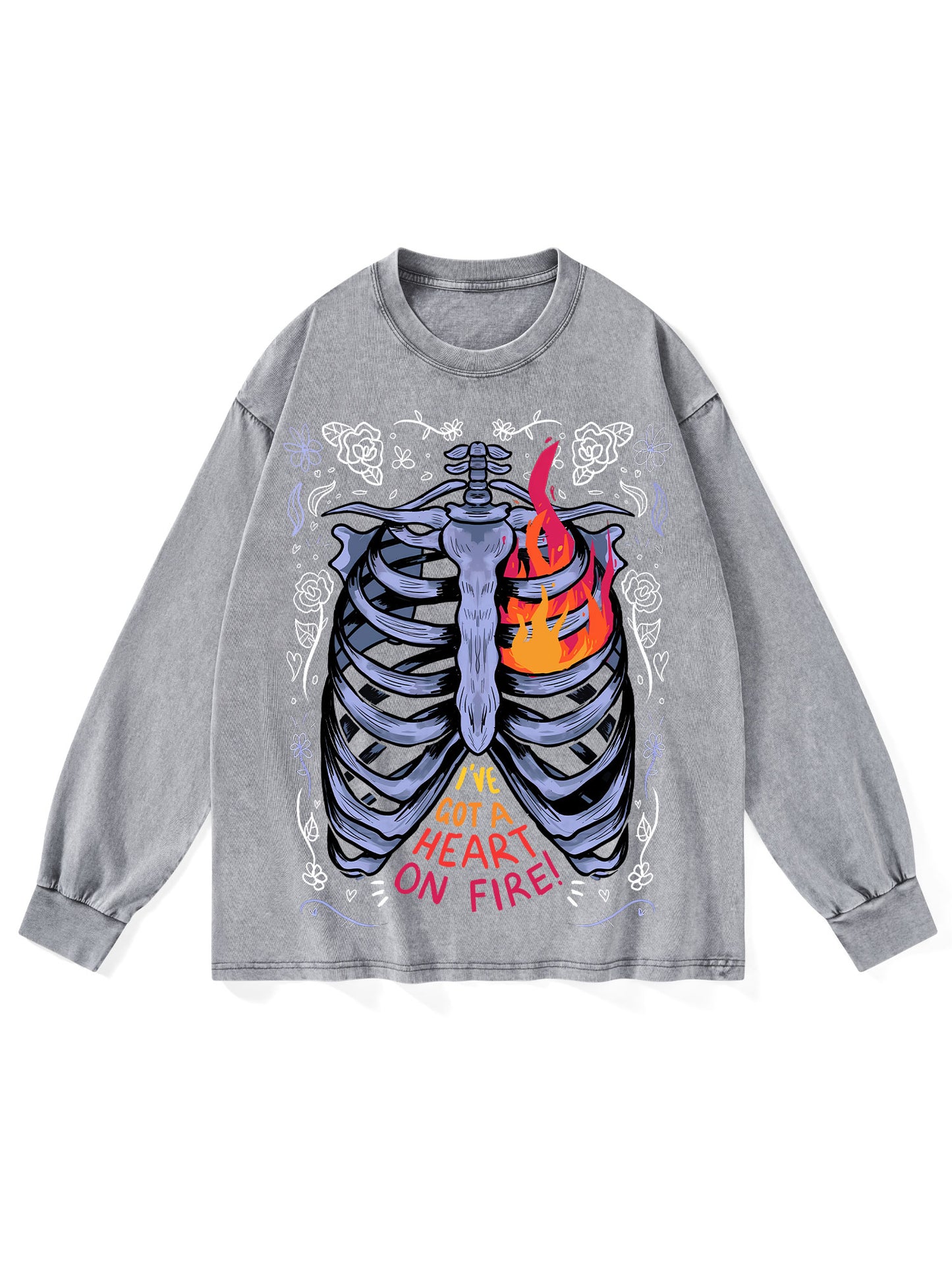 I'VE GOT A HEART ON FIRE WASHED LONG-SLEEVE TSHIRT