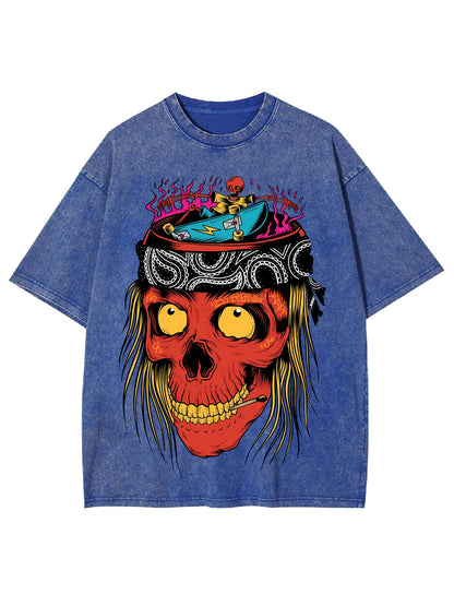 SKATEBOARDING SKULL FRENZY WASHED TSHIRT