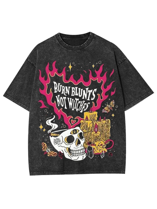 BURN BLUNTS NOT WITCHES WASHED TSHIRT