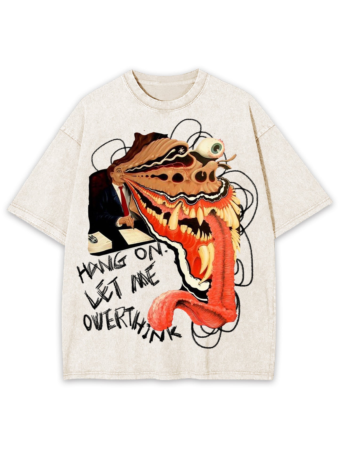 HANG ON LET ME OWERTHINK WASHED TSHIRT