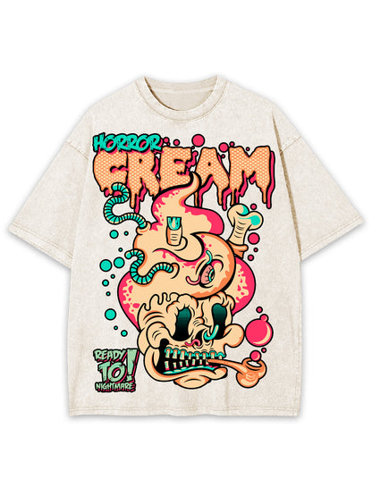 HORROR CREAM WASHED TSHIRT