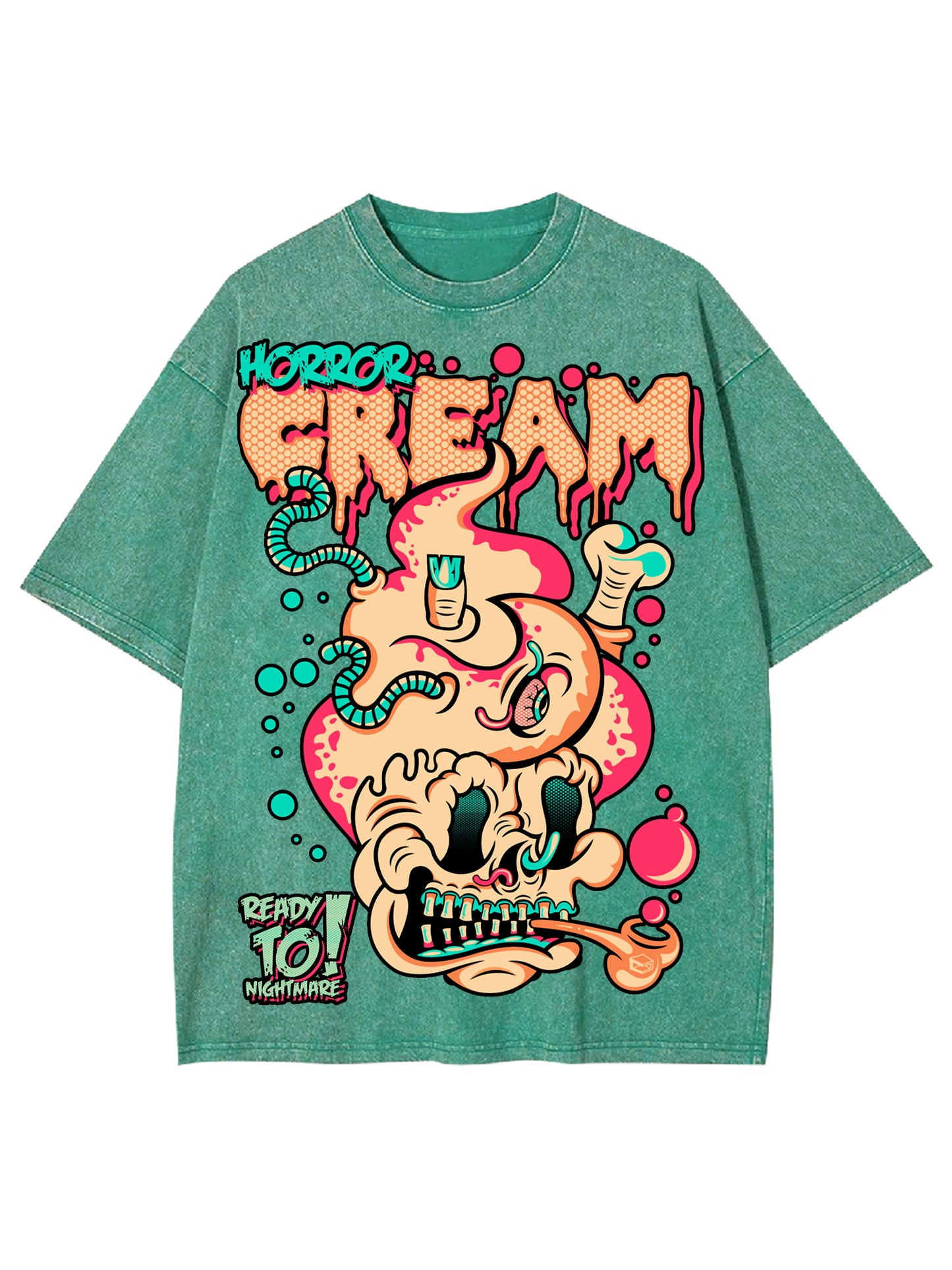 HORROR CREAM WASHED TSHIRT