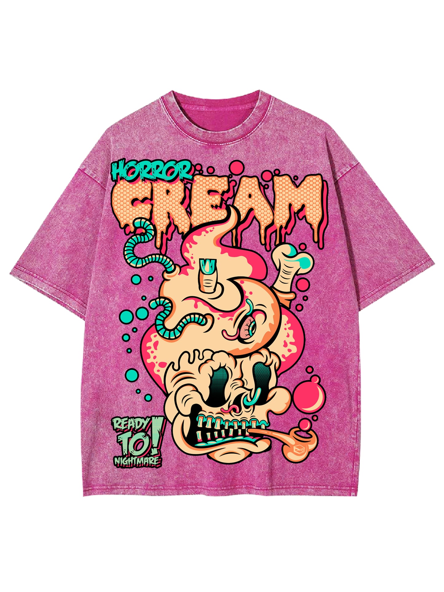 HORROR CREAM WASHED TSHIRT