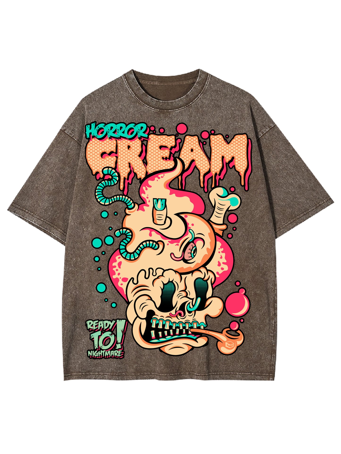 HORROR CREAM WASHED TSHIRT