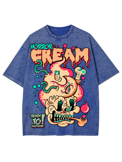 HORROR CREAM WASHED TSHIRT