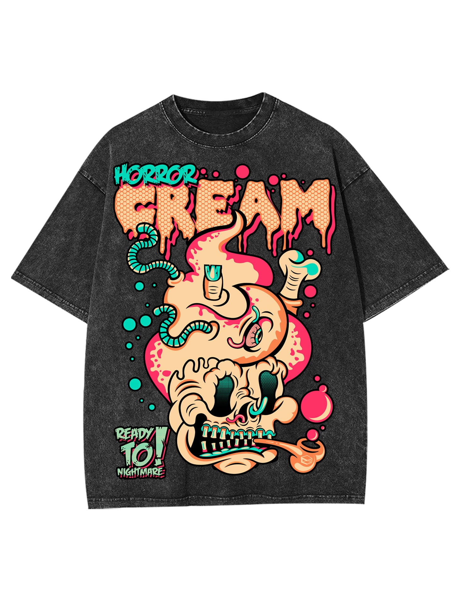 HORROR CREAM WASHED TSHIRT