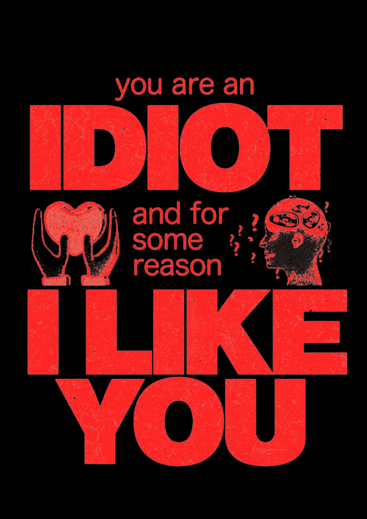 I  DIOT I LIKE YOU WASHED TSHIRT