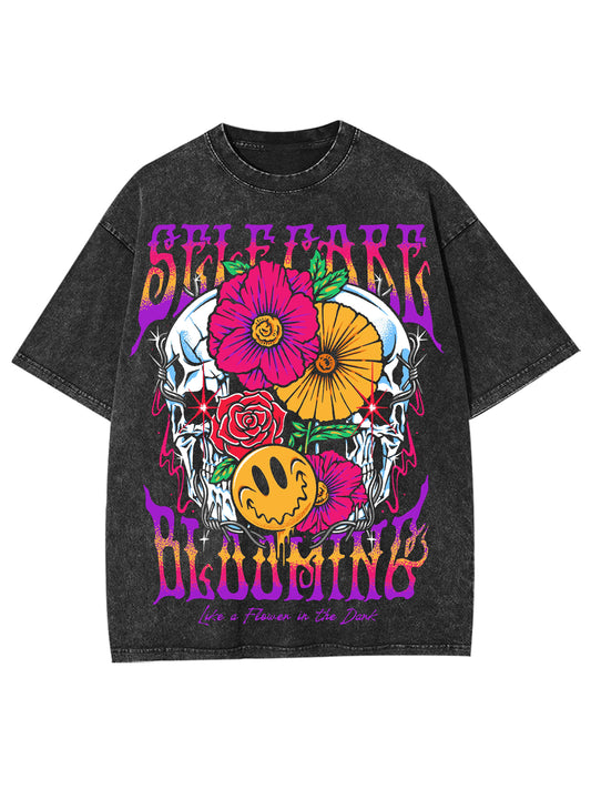 SELF CARE BLOOMING WASHED TSHIRT