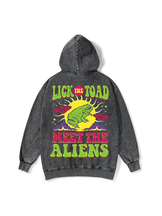 LICK THE TOAD MEET THE ALIENS WASHED HOODIE