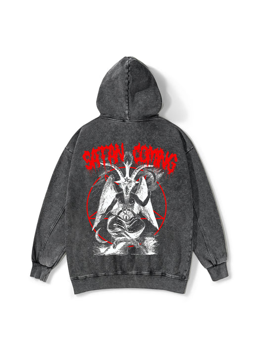 SATAN COMING WASHED HOODIE